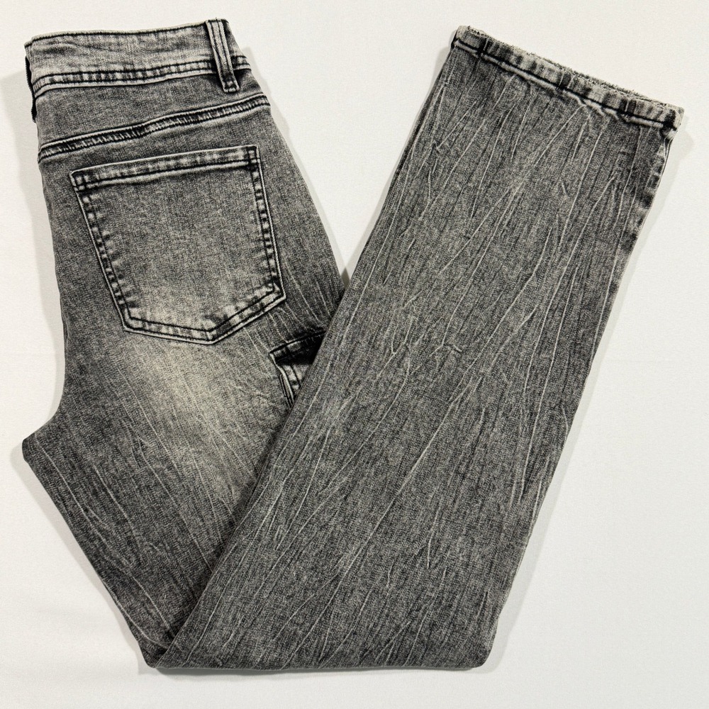 Flamingals Cargo Jeans Women M Gray Acid Wash Straight Leg Streetwear Utility